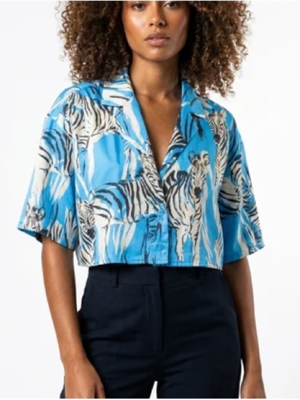 Zara Zebra Print Cropped Shirt Small NWT